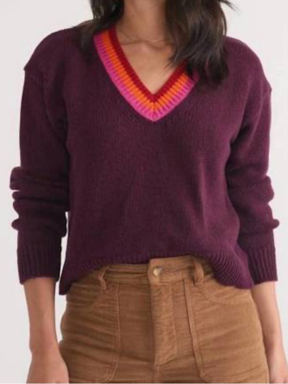 MARINE LAYER Bella Cropped V Neck Sweater